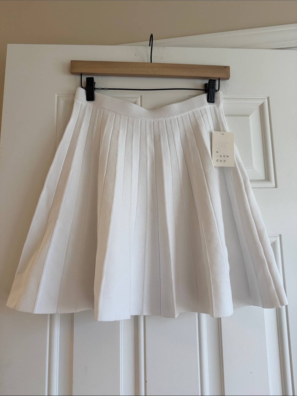 NWT A New Day White Knit Pleated Skater Skirt